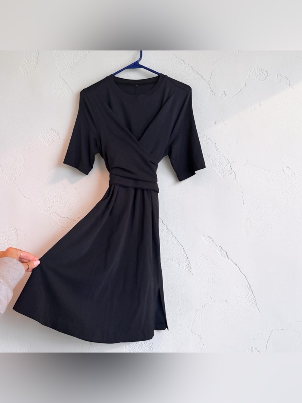 Lululemon Wrap Tie Waist Black Tshirt Dress Size 4 Small